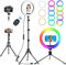 Ringlicht mit 63 Zoll Stativ Handy, 10.2 Zoll Ringleuchte, für die Kamera Dimmbare LED Tischringlicht 32 RGB-Modi Ring Light mit Handystativhalter für Selfie YouTube TikTok Makeup Fotografie
