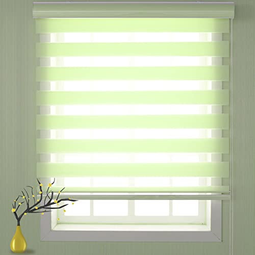 Verdunkelungsrollo Seitenzugrollo 75x220cm Klemmfix ohne Bohren verdunkelnd Hitzeschutz Jalousien Doppelrollo Fensterrollo für Fenster/Türen Zebrarollo, Grün