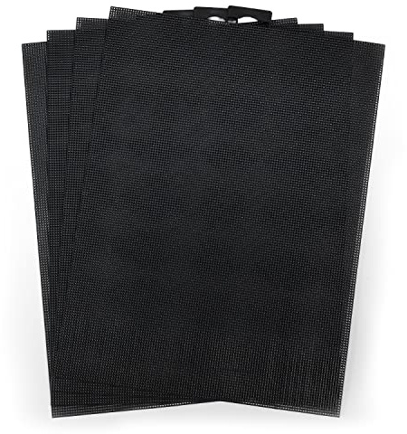4 Stück Kunststoffgewebe Leinwand, 14 CT Schwarze Kunststoffgewebe Leinwandblätter Kreuzstich Kunststoffgitter zum Sticken Basteln Basteln Häkeln (28 x 21 cm)