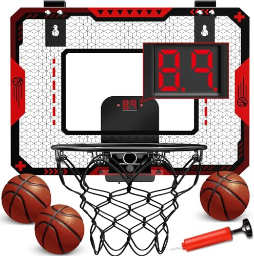 Indoor Basketball Hoop with Electronic Scoreboard & Balls for Kids Age 5-12