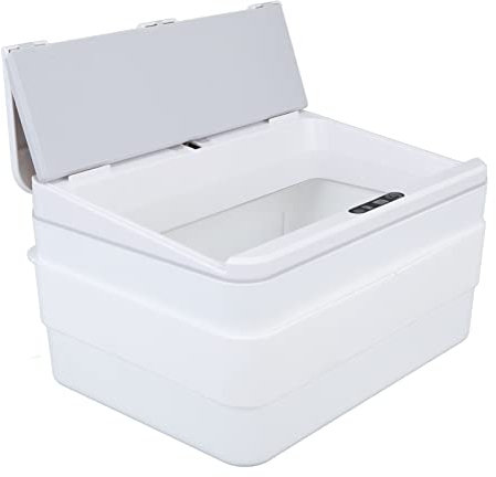 WOOXGEHM Poubelle Automatique, Mini Poubelle Intelligente sans Contact À Induction avec Couvercle Pliable, Petite Poubelle Automatique pour Bureau, Table de Chevet, Salle de Bain
