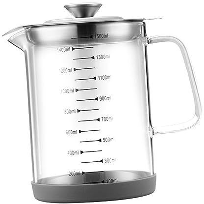 ABOOFAN Oil Container with Strainer 1.5l Borosilicate Oil Storage Bottle for Kitchen Use Leak-proof Design Easy Filling