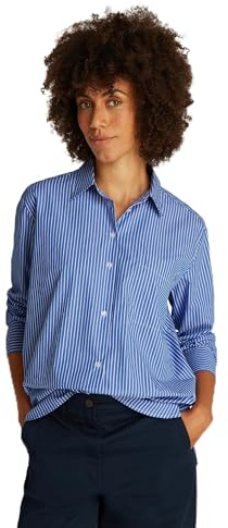 Tommy Hilfiger Camisa Mujer Poplin Easy Fit Oversized, Multicolor (Blue STP), 42