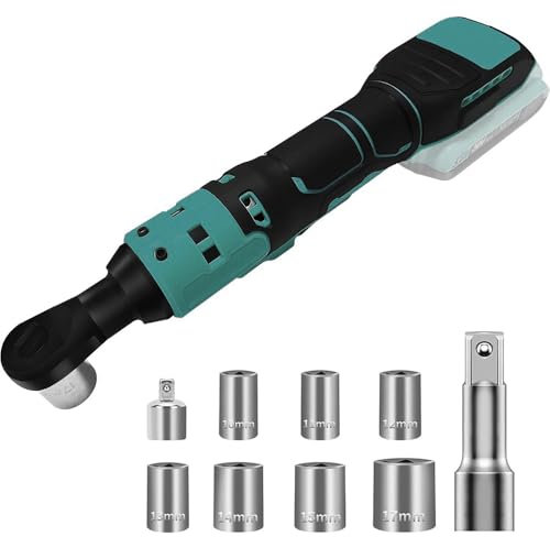 Akku Ratschenschlüssel für Makita 18V Batterie, 850N.M Elektrische Ratschenschlüssel Set 3/8 mit 9 Steckdosen und LED-Licht, Umschaltknarre