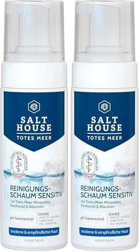 Salthouse Totes Meer Therapie Reinigungsschaum Sensitiv, sanft reinigend, mit Panthenol und Allantoin für empfindliche Gesichtshaut,150ml (Packung mit 2)