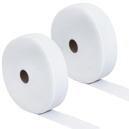 CRASPIRE 2 Rotoli di Striscia di Ovatta Jelly Roll Strisce di Tessuto per Tappeti Jellyroll da 2.2 Pollici X 36 Iarde Tessuto Bianco Tappezzeria Striscia di Trapunta in Misto Cotone Perforata
