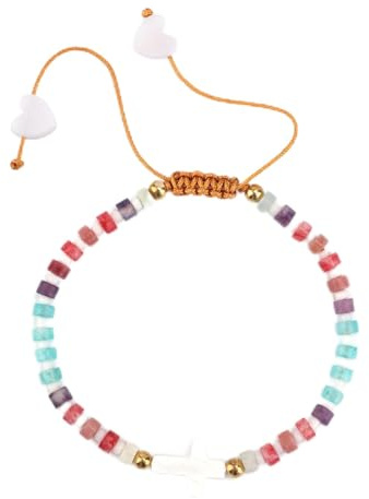 Mikovivi Bracciale con Croce Comunione, Regali Prima Comunione Braccialetto Cristiano Della Fede con Biglietto Benedizione Gioiello Religioso per Ragazzo Bambine Donne Cresima Regali per il Battesimo