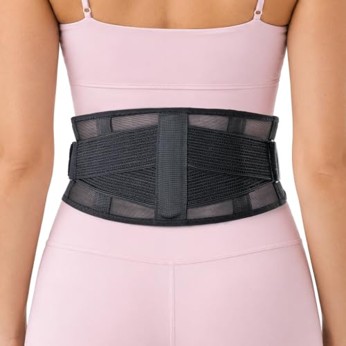Ultra Breathable & Thin Back Brace for Lower Back Pain – Lightweight, Adjustable Back Brace Belt for Women and Men | Comfortable Lumbar Compression Brace for Sciatica, Scoliosis,Wear Under Clothing | Lightweight, Adjustable Compression Back Brace Belt for Women Men | Slim, Comfortable Back Waist Belt for Sciatica, Scoliosis