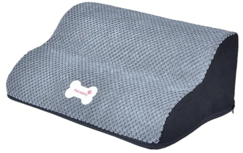 Dog Ramp 16x10x6 Inch 2-Step 30° Bone Pattern Dog Stairs Detachable Washable Non-Slip Sponged Cat Ramp for Home