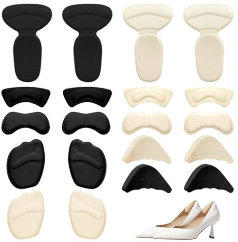 10 Paia Cuscinetti Per Piedi Per Tacchi, Cuscinetti Per Scarpe Con Tacco, Invisibile Spugna Tacchi Inserti, Soletta Autoadesiva Antiscivolo, Impediscono ai talloni di sfregare e scivolare, Nero+Beige