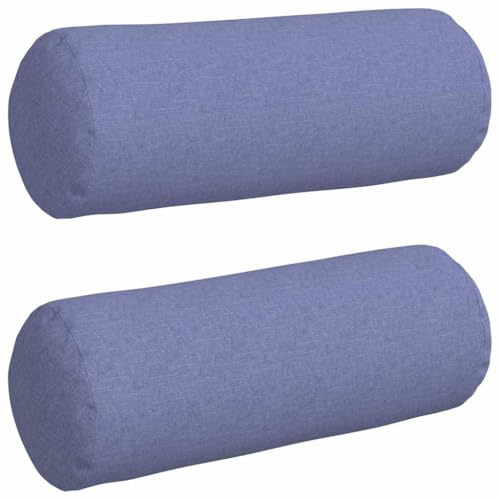 vidaXL Cuscini a Rullo 2 PCS Blu Jeans Ø 25 x 70 cm Tessuto, Cuscini cilindrici Comodi, federe Rimovibili, bolsters Decorativi, Cuscini Multiuso per Soggiorno e Arredamento