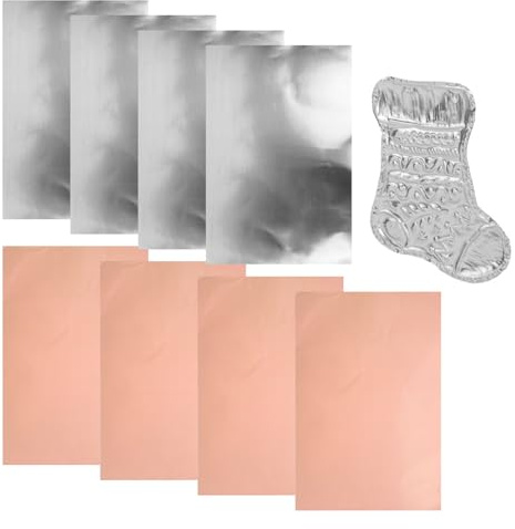 Fyrdyn Láminas de Metal para Repujado,8 Piezas de Suministros para Manualidades de Aluminio - Hojas de Metal para Manualidades y Arte - para Decoración Navideña, Cumpleaños, Pintura, Grabado,