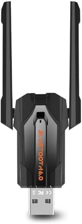 Adaptateur USB Bluetooth 6.0 pour PC/Ordinateur Portable avec Double antenne, portée de 150 m, Compatible avec Bluetooth 5.4/5.3/5.2/5.1/5.0/4.0/3.0/2.0
