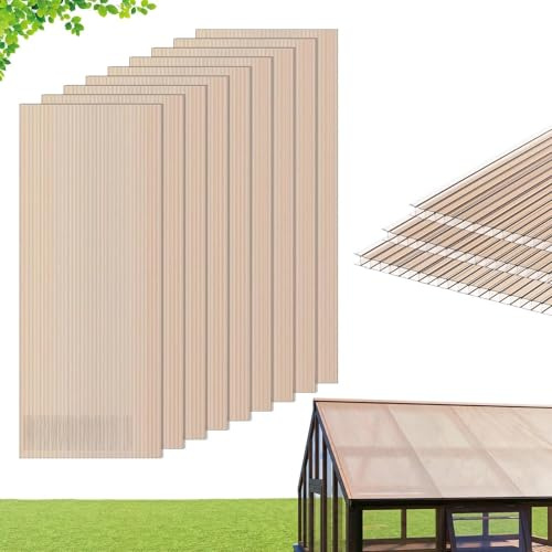 VEVOR Paneles de Techo de Policarbonato de Doble Pared 1520 x 610 x 6 mm, 12 Piezas, Láminas Alveolares con Aislamiento Térmico y Resistencia a Impactos, para Invernadero, Pérgola, Patio, Gallinero