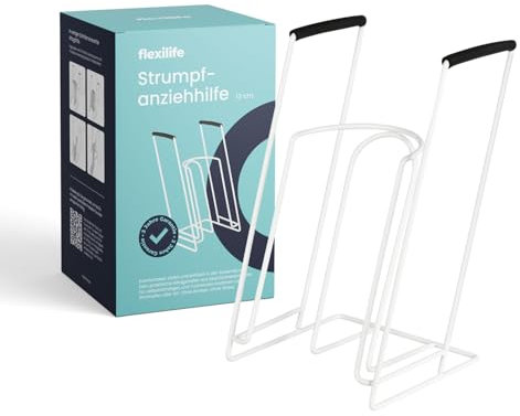 flexilife Sockenanziehhilfe Strumpfanzieher Anziehilfe - Anziehhilfe für Strümpfe aus Metall (Ø 13 cm - Wadenumfang 42 cm oder kleiner)