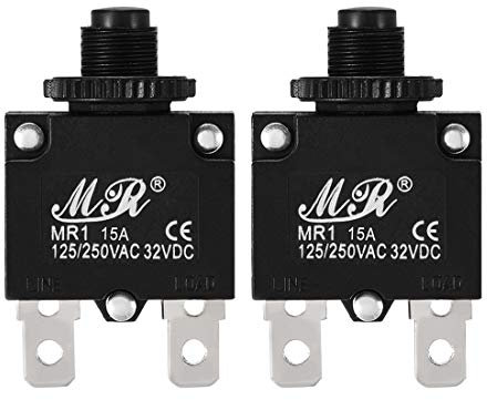 Sourcingmap 2Pcs Thermal Overload Protector AC 125/250V 15A Push Button Reset Circuit Breaker