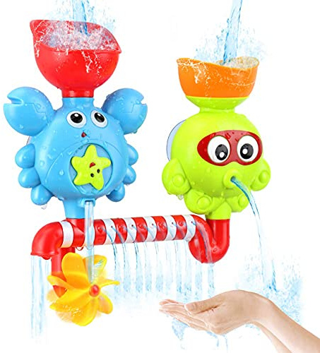 MalPlay Jouet de bain - Motif animal - Pieuvre et crabe - Jouet de douche - Set de jouets d'eau pour enfants et bébés - Coffret cadeau à partir de 18 mois