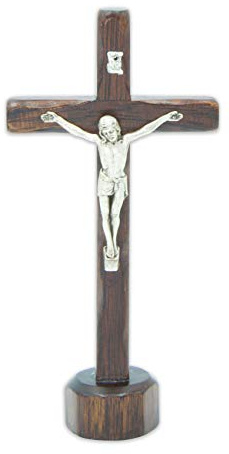 La Balestra Crucifijo de madera – Cristo plateado 999 – Base de apoyo – Fabricado en Umbría – Italia – 14,7 x 7,2 cm