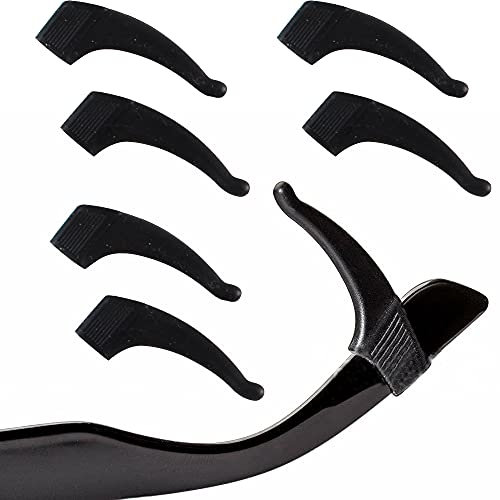 Duories Silikon Ohrbügelhaken,20 Paar Brillenhalter Silikon Überzüge,Weiche Silikon Brillenbügelspitze Brillen Antirutsch Ohr Pads Brillenersatzzubehör für Brillenbeine Brille Sonnenbrillen,Schwarz