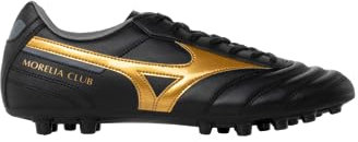 Mizuno Morelia II Club AG Fußballschuhe für Herren, geeignet für Kunstrasen, Schwarz Gold, 43 EU