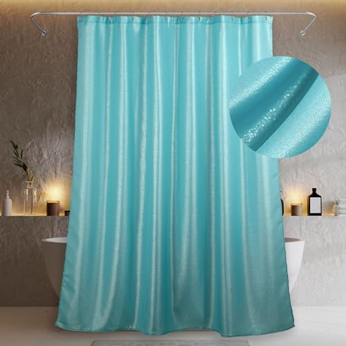 Vattensjön Blå Mousserande Duschgardin: Badrum Mousserande Metall Mousserande Duschgardin - Fukt Rum Anti Mold Vattentät Tvättbar Duschgardin -183 x 183cm Dropp