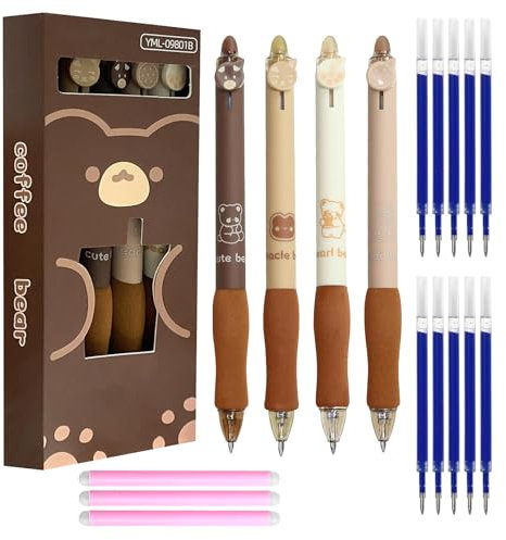 Scettar Radierbarer Kugelschreiber 0.5mm Erasable Pen Set Tintenroller Radierbar Radierbarer Gelschreiber Set Lieferung mit Gummi und Ersatzkern für Kinder, Studenten, Büro