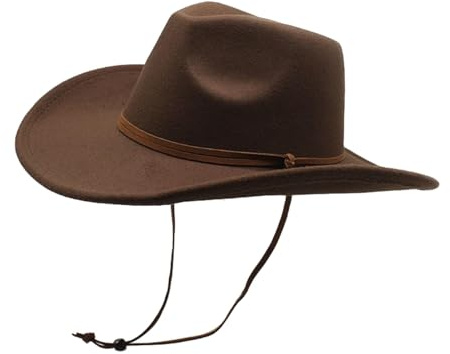 Husoiuy Cowboyhatt, cowboy solhatt – västerländsk cowboyhatt med brett brätte – bekvämt västerländskt tillbehör, cowboyhatt enfärgad för trädgård, kaffe, L