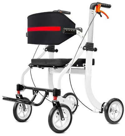 COVNBXN Rollator Faltbar und Leicht mit Sitz, 9.5KG Aluminium Rollator für Senioren, 9-stufig Höhenverstellbar, Schmal für Wohnung, Gehhilfe