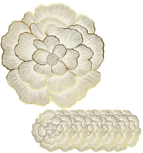 Ktnyl Tischsets 6er Set Rund Gold Hitzebeständige, Goldene Platzsets Abwaschbar Rund für Party Hochzeit Restaurant Hotel