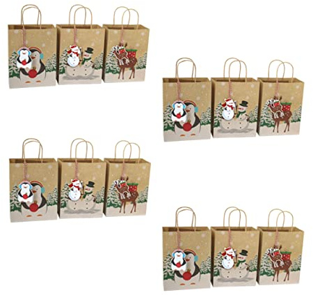 Ipetboom 24stücke Weihnachtstüten aus Papier mit Cartoon-muster Geschenktüten aus Kraftpapier Tragetaschen für Gastgeschenke und Dekorationen Zufälliger Stil