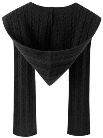LOVIVER KapuSchal für Damen, 2-in-1 Gestrickter Schal Kopfbedeckung, Schal mit Kapuze für Damen, Winter, Outdoor, Herbst