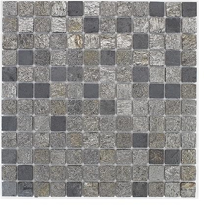 Mosaïque en pierre naturelle 30 x 30 cm - carreau 2,5 x 2,5 cm mixte gris