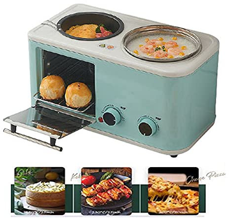 Petite Machine À Petit-Déjeuner Quatre En Un, Grille-Pain Multifonctionnel Domestique, Grille-Pain Rétro, Four Électrique Pour La Friture Et La Cuisson, Four Électrique,Bleu