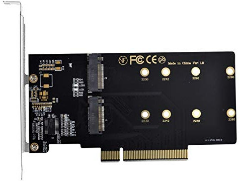 NFHK Dual 2X NVME M.2 AHCI to PCIE Express 3.0 Gen3 X8 X16 Raid Card VROC Raid0 Hyper Adapter