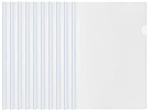 10 Fogli Trasparenti A4 Rapporto Copertina con Barra Scorrevole, Plastica Copertine per Rilegatura, Cartella di File, Cartelline Raccoglitore per Casa Ufficio Scuola Documenti Organizzatore (Bianco)