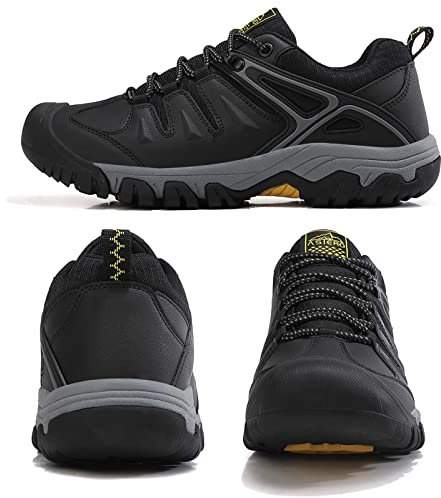 ASTERO Sneaker Herren Leicht Wanderschuhe Schwarz 44