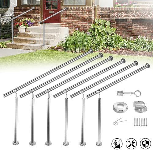 ACXIN 200 x 90 cm Barandilla de entrada de acero inoxidable para interior y exterior, pasamanos de pared, pasamanos para escaleras, exterior e interior, barandilla de acero inoxidable
