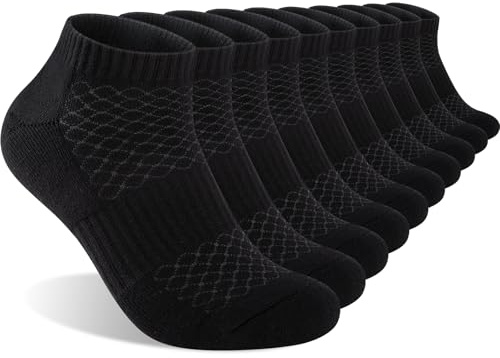 Monxiery Mens Cotton Cushioned Ankel Socks, Athletic Performance Moisture Wicking Breathable Socks.