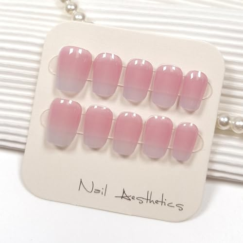Ceboic Nagelfolie Selbstklebend, 20 Stück Nagellack Aufkleber, Gel-Nagelfolien UV Härtend, Nail Wraps Langanhaltende Nagellackstreifen für Finger & Fußnägel - Klarer Rosa Farbverlauf