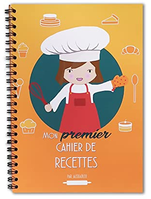 Cahier de recette enfant à compléter, A5 reliure spirale, 50 fiches recette vierges, idée cadeau enfant et grand parents