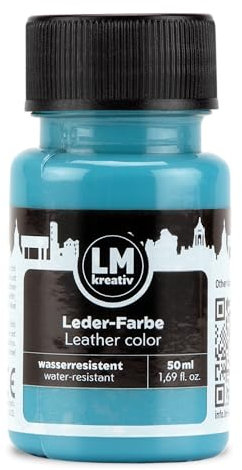 LM-Kreativ Lederfarbe 50ml - Hellblau - Hochwertige Farbe für Lederpflege und Leder Reparatur – Ideal für Sneaker, Schuhe und Taschen - Geeignet für Glattleder, Kunstleder und Lederoberflächen