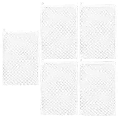 yakermur Lot de 5 sacs filtrants réutilisables en maille pour aquarium - Fermeture éclair - Équipement de purification de l'eau multifonction pour tourbe, corail écrasé