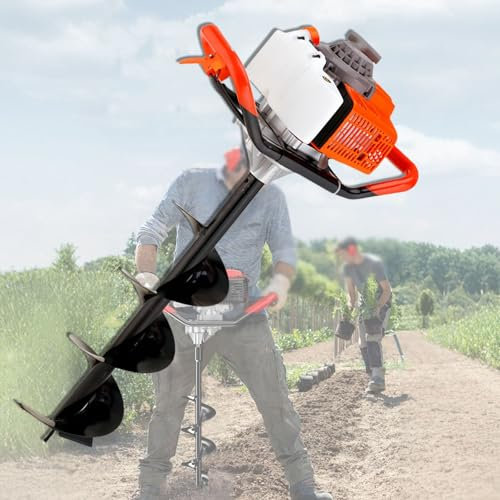 Gasoline Powered Auger Post Hole Digger, Electric Post Hole Digger, Hole Digging Tool, Post Hole Digger For Digging Fence Ground With 4 / 6 / 8 Auger Bit.,20cm（7.9in）