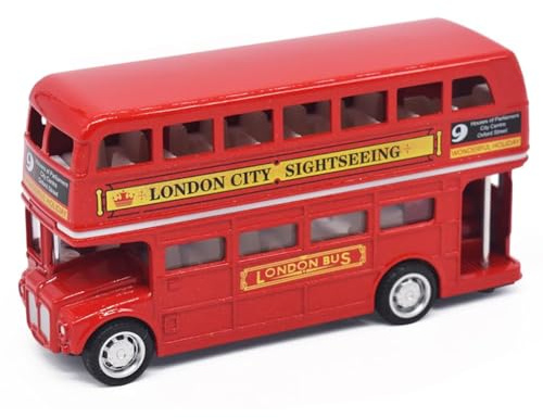 MIFKLMV Classic Taxi Bus Double Decker Red Bus Models Toy, Metal Die Cast Free Wheeling Action Toy,Models Pull Back Car Accessories for Kids and Collectors -O