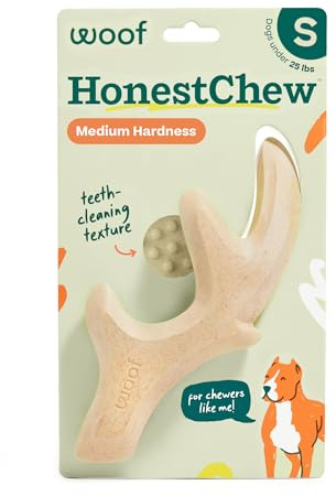 WOOF HonestChew Antler Dog Chew Toy for Dogs Under 25 lbs | Includes Honest Chew Antler, plant-based materials, splinter-resistant, durable chews, supports dental care, gift-ready set