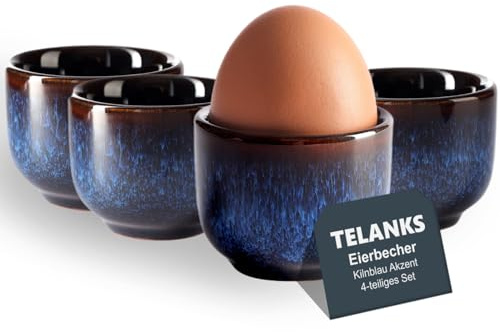 TELANKS Eierbecher Porzellan 4er Set, Eierbecher Camping (4er Set)