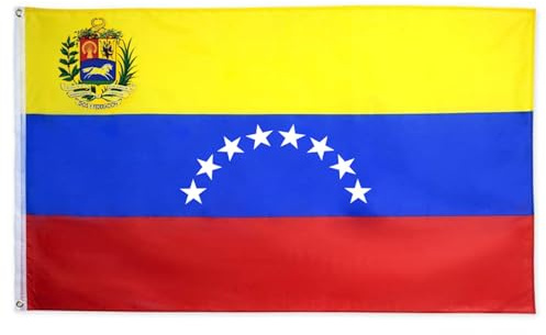 Bandera de Venezuela de 8 estrellas, 3 x 5 pies de poliéster, nueva bandera nacional venezolana sin brazos con ojales de latón, banderas para exhibición en exteriores e interiores