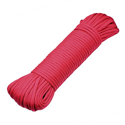 DonDon 30 meter långt tygband nylonsnöre paracord-rep överlevnadsrep för hantverk och campingaktiviteter utomhus 4 mm - 7 snöre ljusröd