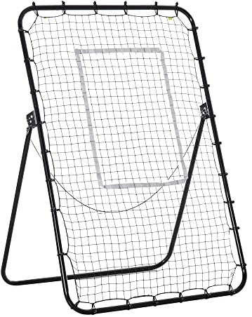 HOMCOM Justerbar höjd studsmatta justerbar vinkel rebounder för fotboll hopfällbar målmontering sardiner levereras 123 x 73 x 178,5 cm svart vit