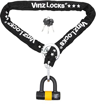 VINZ Kungur Kettenschloss ø10mm | ART 3 Zertifikat | Schloss für Roller Scooter Motorrad Moped E-Bike & hochwertiges Fahrrad | sicheres Rollerschloss Kette Loop U-Lock | 100-300 cm x (300cm)